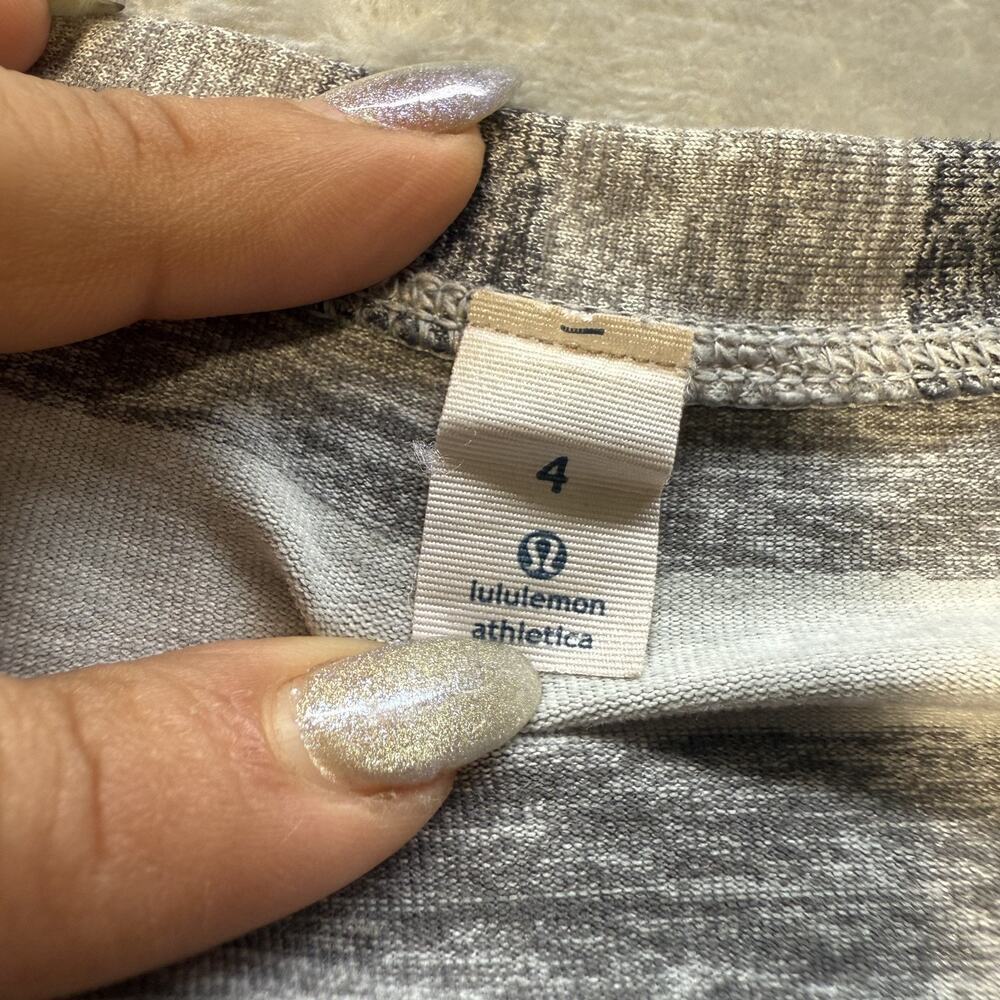 Lululemon Race Your Pace Long Sleeve Marshmallow Stripe Heathered Slate Size 4 - Picture 3 of 13
